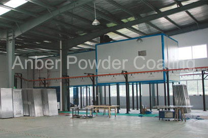 Preparation zone for metal plate powder coating line
